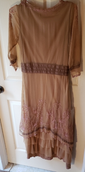 Taupe and Pink Age of Love dress by Nataya sz S - Picture 2 of 8